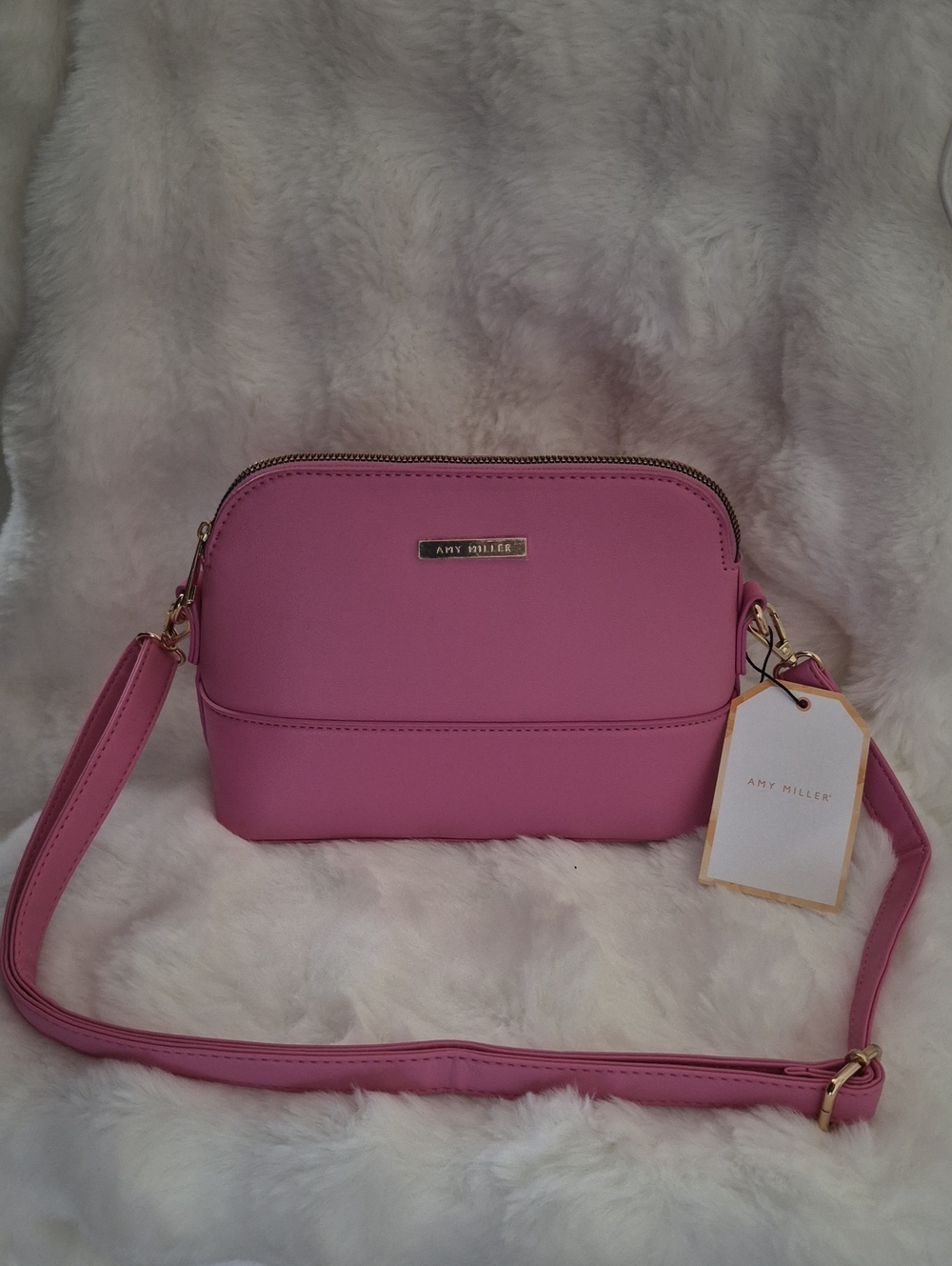 Amy Miller Pink Crossbody Bag with Gold Hardware New